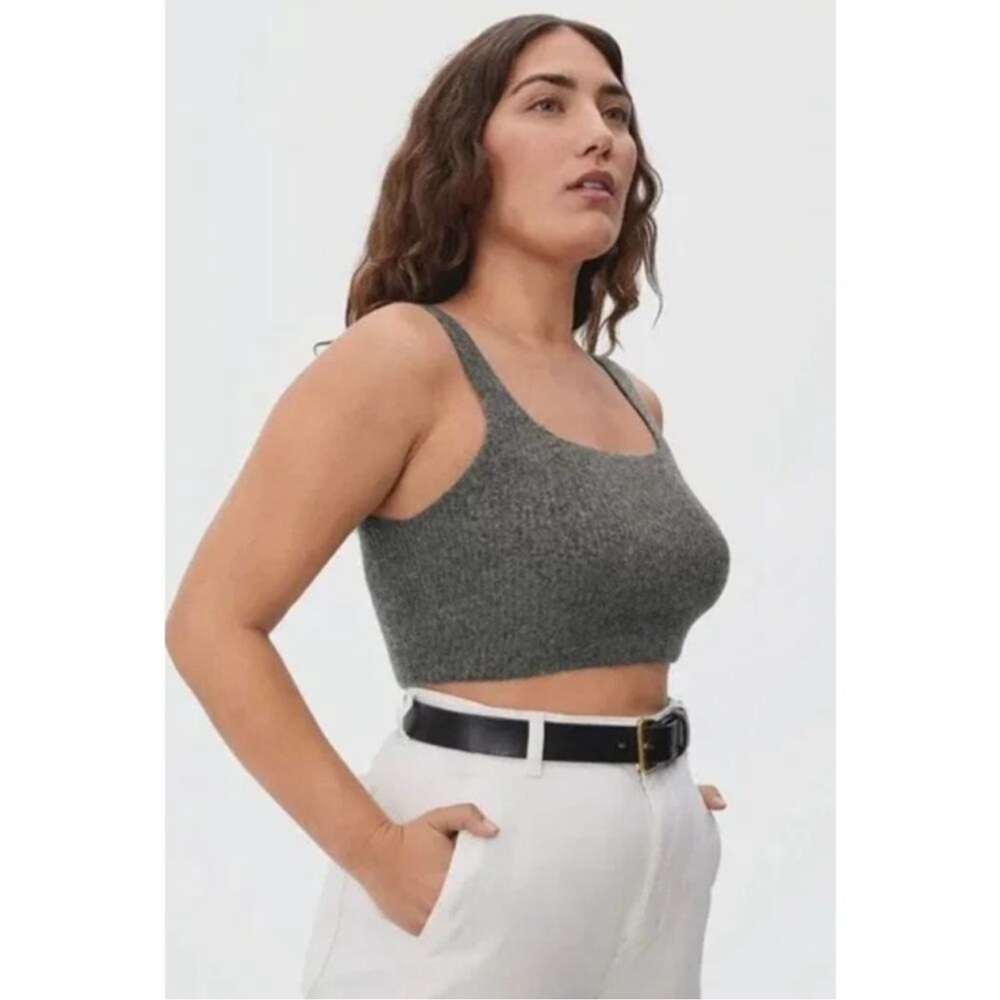 Everlane The Cozy Stretch Wool Yak Blend Cropped Dark Gray Tank Size Medium NWT